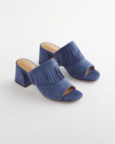 Chico's Sale - Blue Lotus Suede Fringe Block Heels
