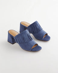 Chico's Sale - Blue Lotus Suede Fringe Block Heels