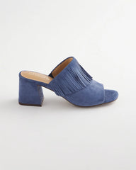 Chico's Sale - Blue Lotus Suede Fringe Block Heels