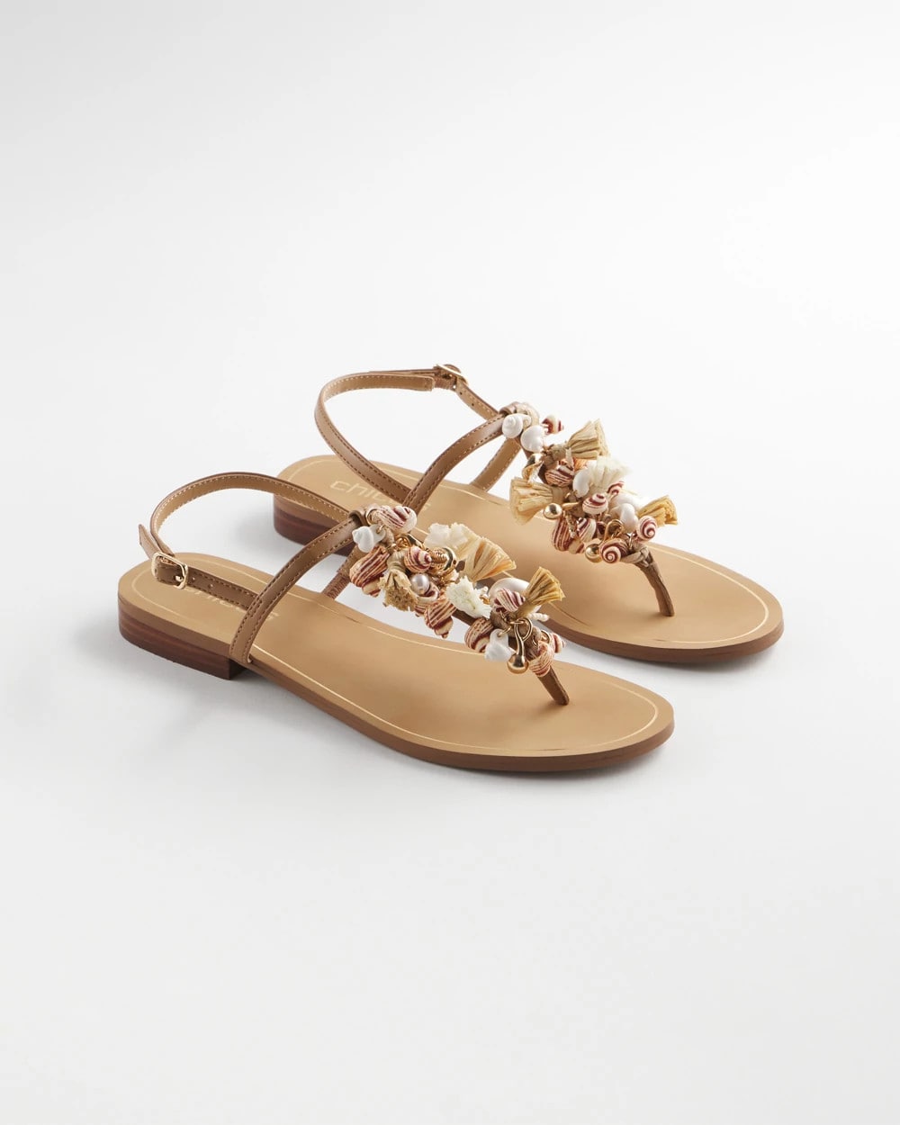 Chico's / Beach Seashell T-Strap Sandals