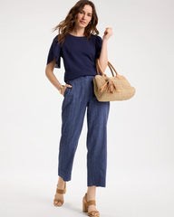 Chico's Online - Pinstripe Soft-Stretch Linen Crop Pant