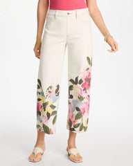 Chico's Discount - Printed Pull-On Wide Crop Jeans