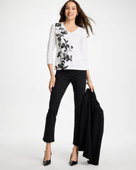 Chico's Sale - Printed Cotton Stretch 3/4 Sleeve Tee