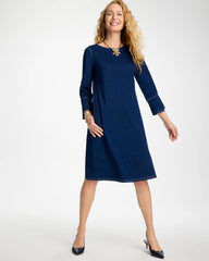 Chico's Discount - Bell Sleeve Knit Denim Dress