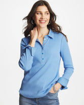 Chico's Discount - Knit Woven Mix Rib Henley