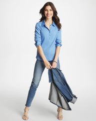 Chico's Discount - Knit Woven Mix Rib Henley