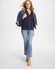 Chico's / Collared Rib Mix Henley
