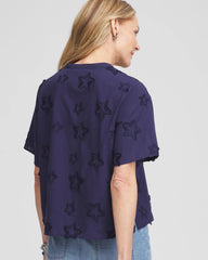 Chico's Outlet - Embroidered Star Split Neck Blouse