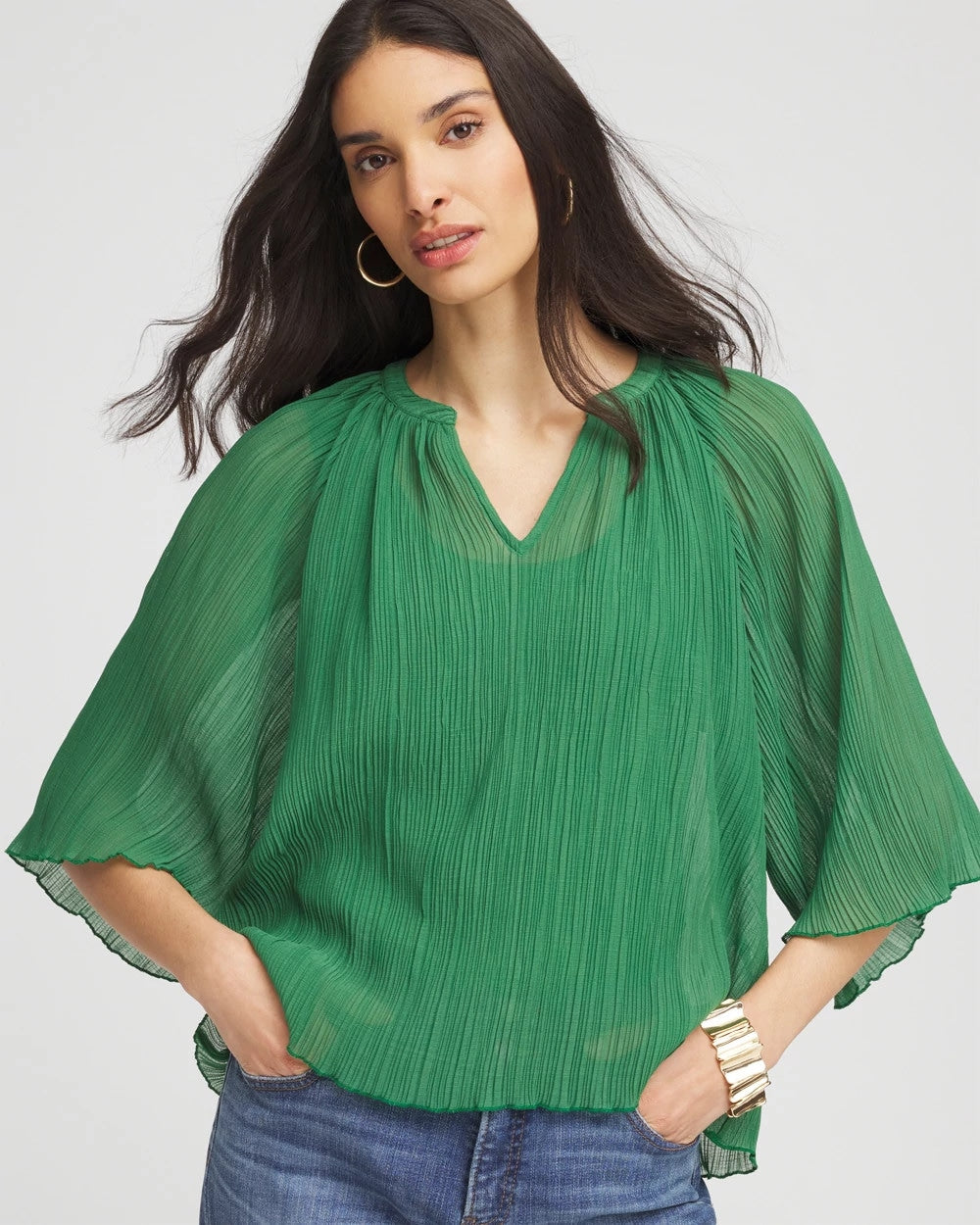 Chico's On Sale - Textured Pleated Chiffon Blouse