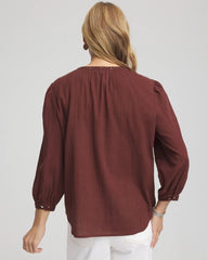 Chico's US - Embroidered Crinkle-Cotton Blouse