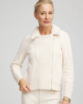 Chico's Fur Trim Moto Cardigan