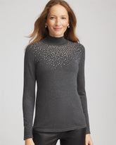 Chico's / Ella Rhinestone Mockneck Sweater
