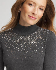 Chico's / Ella Rhinestone Mockneck Sweater