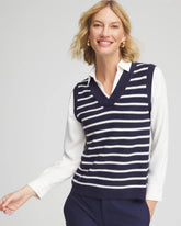 Chico's Discount - Striped V-Neck 2 in 1 Sweater Vest