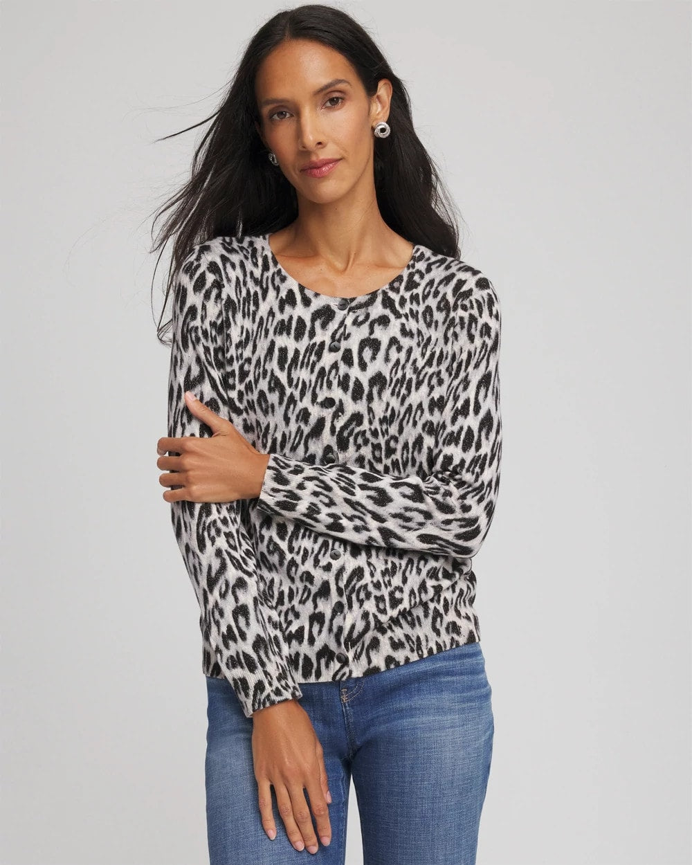 Chico's US - Animal Crewneck Cardigan