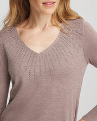 Chico's Discount - Ella Embellished V-Neck Sweater