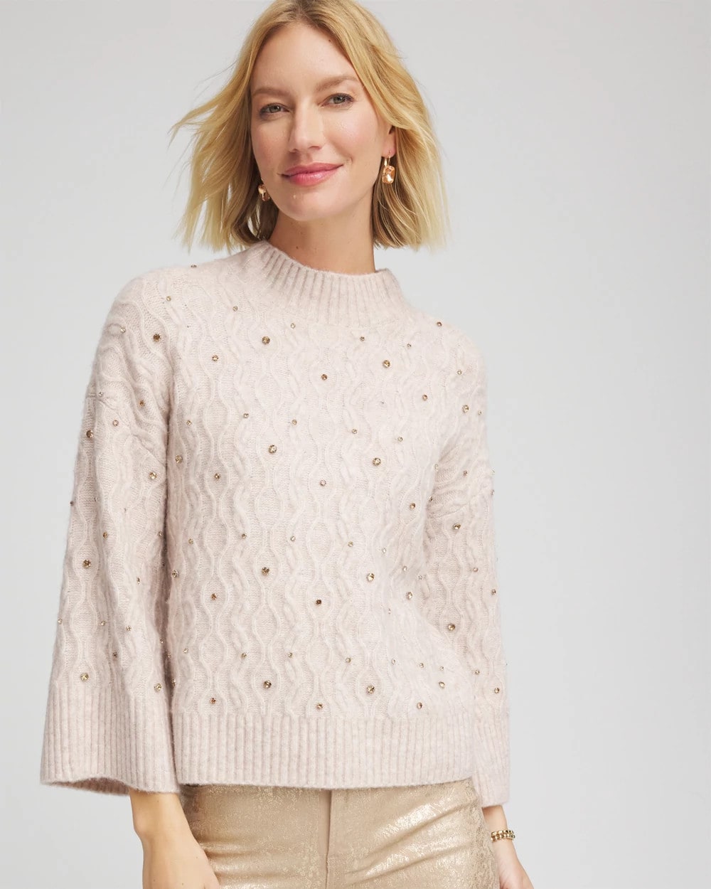 Chico's Online - Sequined Cable Knit Sweater