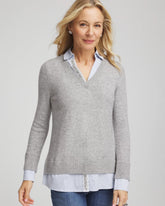 Chico's US - Sequin Built-In Shirt Knit Sweater