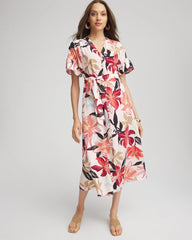 Chico's Online - Tonal Floral Ruffle-Sleeved Midi Dress