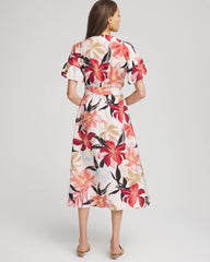 Chico's Online - Tonal Floral Ruffle-Sleeved Midi Dress