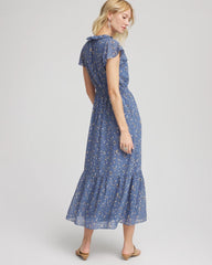 Chico's US - Textured Ruffled-Placket Maxi Dress