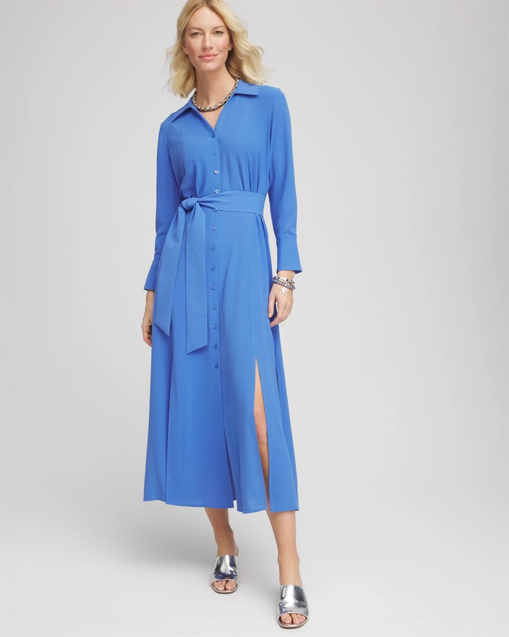 Chico's Sale - Belted Split Hem Maxi Shirtdress