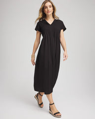 Chico's US - Silk-Twill Popover Midi Dress