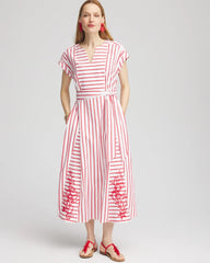 Chico's Sale - Embroidered Godet Striped Maxi Dress