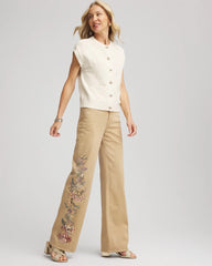 Chico's For Sale - Embroidered High-Rise Wide-Leg Jeans