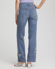 Chico's Embroidered Pull-On Wide-Leg Jeans