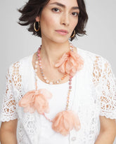 Chico's Pink Floral Aventurine Long Single Necklace