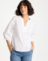 Chico's US - Poplin Cotton 3/4 Sleeve Popover