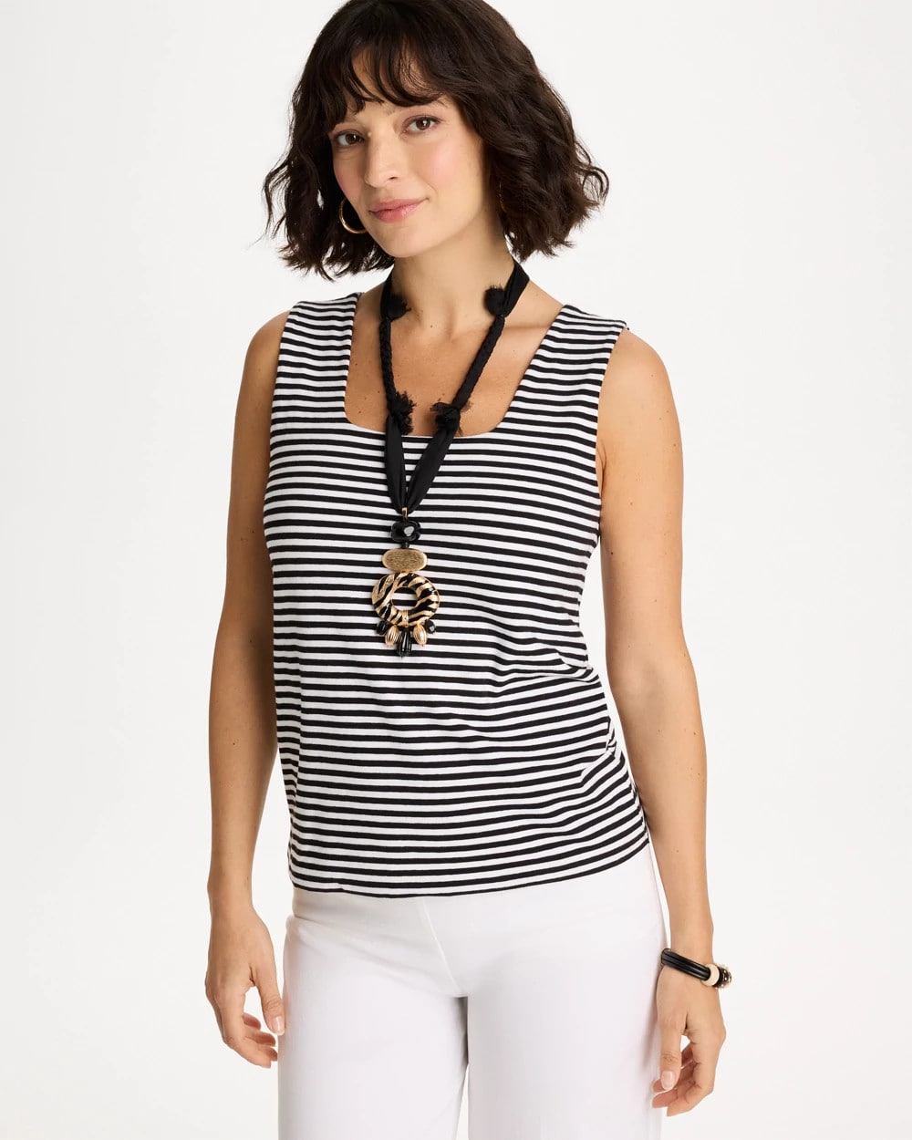 Chico's / Striped Contour Cotton™ Square Neck Tank