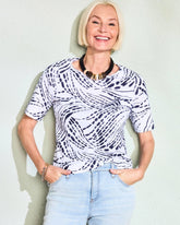 Chico's Discount - Abstract Pima Elbow Sleeve Tee