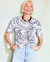 Chico's Discount - Abstract Pima Elbow Sleeve Tee