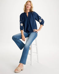 Chico's Online - Embroidered Denim Henley Tee