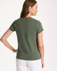 Chico's Outlet - Embellished Cotton Stretch Cap-Sleeve Tee