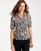 Chico's US - Tiger Print Textured Camp Tee