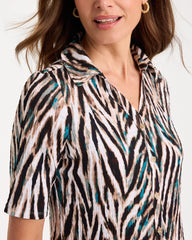 Chico's US - Tiger Print Textured Camp Tee