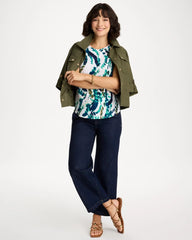 Chico's / Printed Textured Knit Cap Sleeve Tee