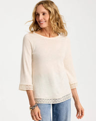 Chico's Sale - Linen Crochet Lace Tee