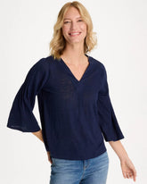 Chico's Outlet - Linen Pleated Pintuck Tee