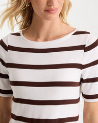 Chico's Outlet - Striped Pima Elbow Sleeve Tee