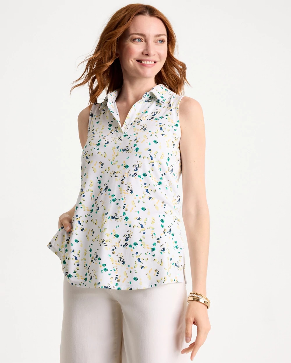 Chico's US - Printed Collared Tunic Tank