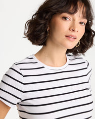Chico's Discount - Striped Cotton Stretch Cap-Sleeve Tee