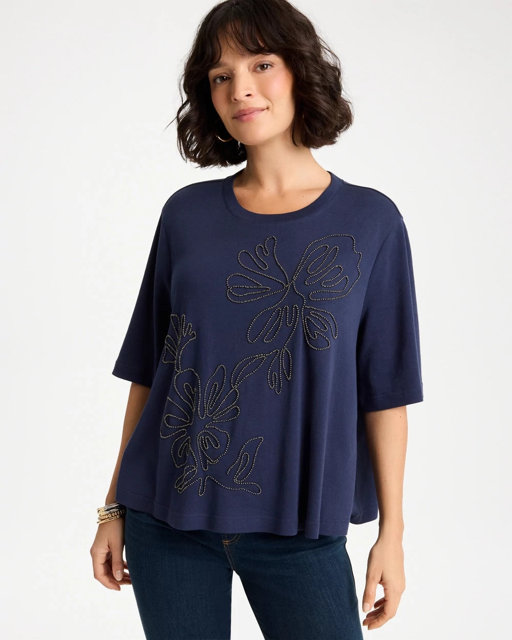 Chico's On Sale - Caviar Beaded Cotton Tee