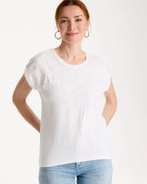 Chico's For Sale - Cotton Slub Embroidered Wedge Tee
