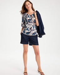 Chico's Outlet - Printed Linen Fringed Tee