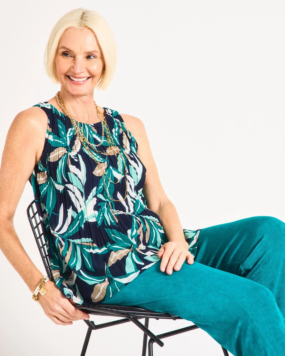 Chico's US - Travelers™ Palm Pleated Chiffon Tank