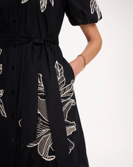 Chico's For Sale - Embroidered Poplin Cotton Belted Dress